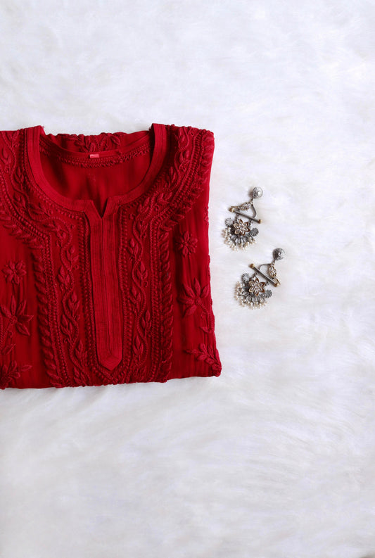 rivayat Maroon Viscose Georgette kurta