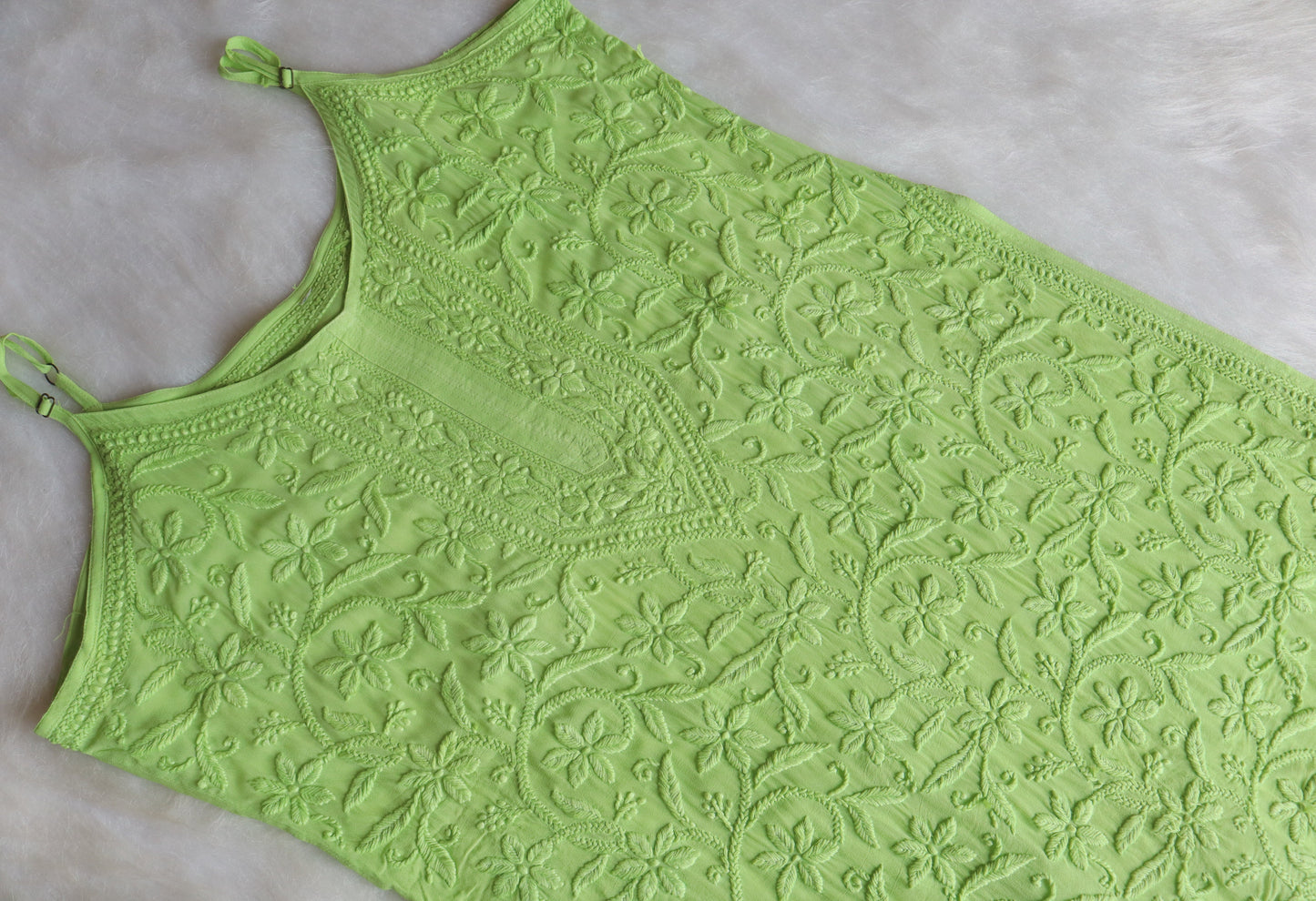 Eira Lime Green Viscose Strappy Kurta