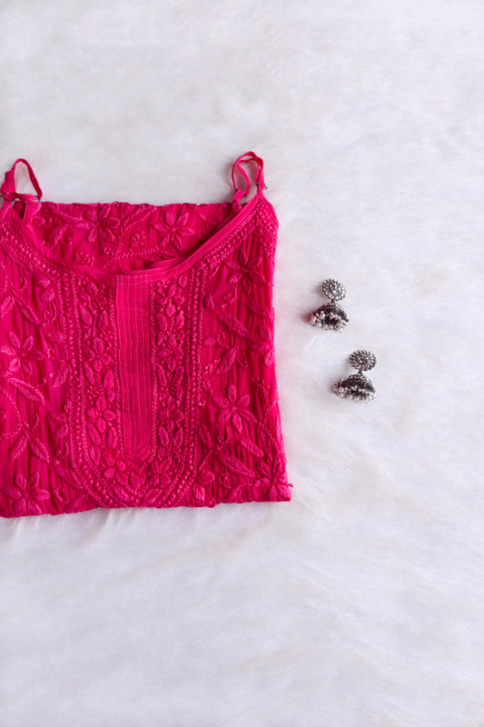 Eira Deep Pink Viscose Strappy Kurta