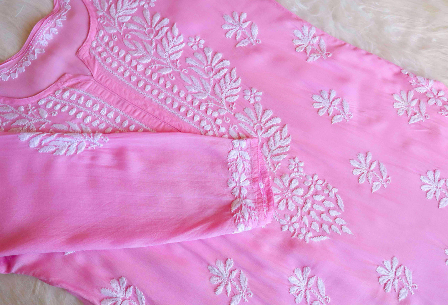 Nura Pink Long Modal Kurta