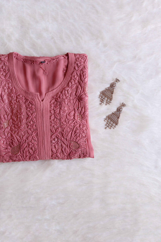 Ehsaas Rose Brown Viscose Georgette Kurta