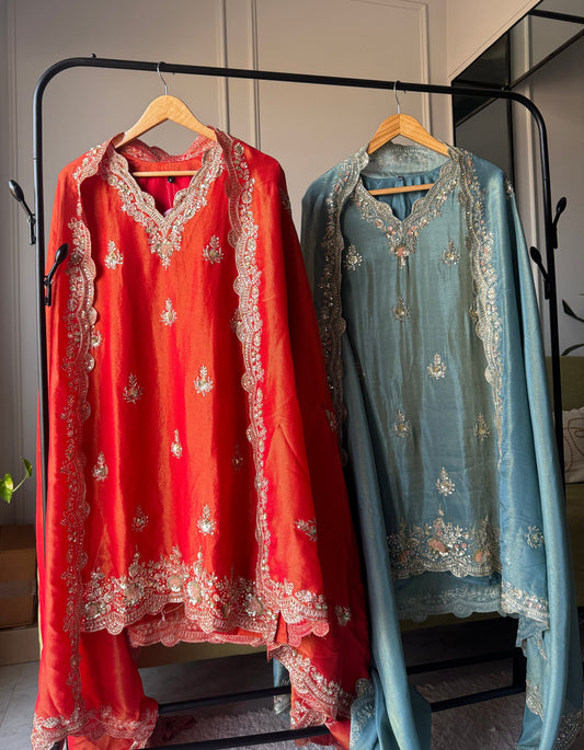 Roohani pure tissue ghagra dress