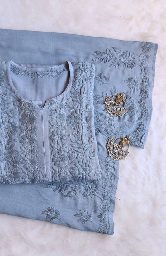 Women’s stylish grey rayon kurta pant outfit