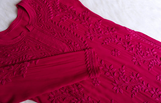 rivayat Deep Pink Viscose Georgette Kurta