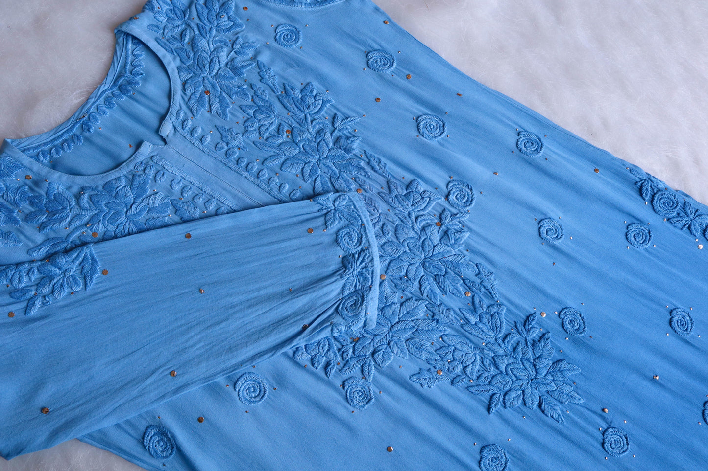 Athena Ice Blue Viscose Georgette Kurta