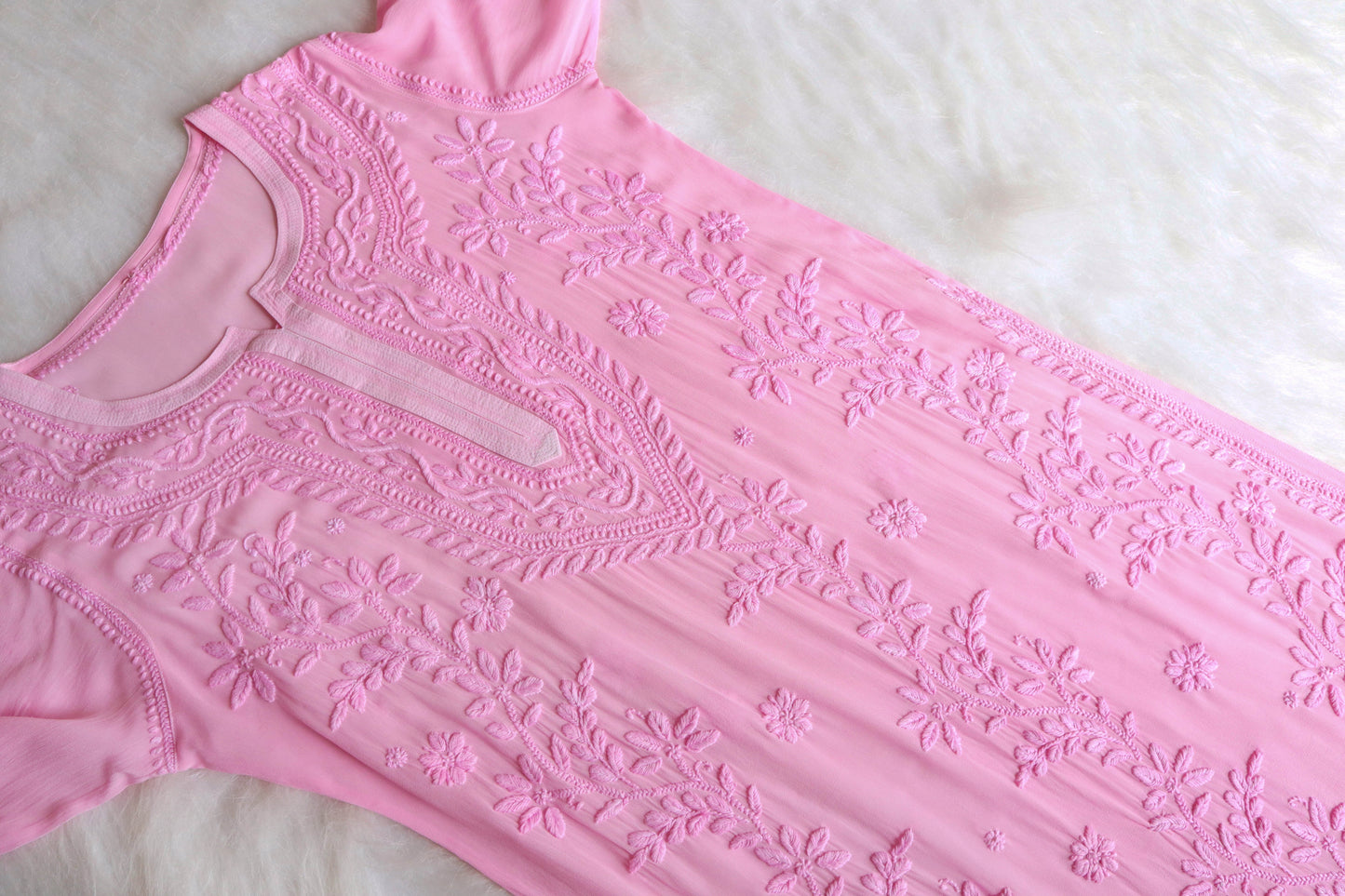 rivayat Baby Pink Viscose Georgette Kurta