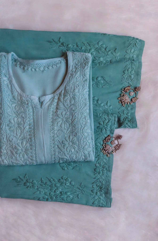 anora Sage Green Rayon Kurta Pant set