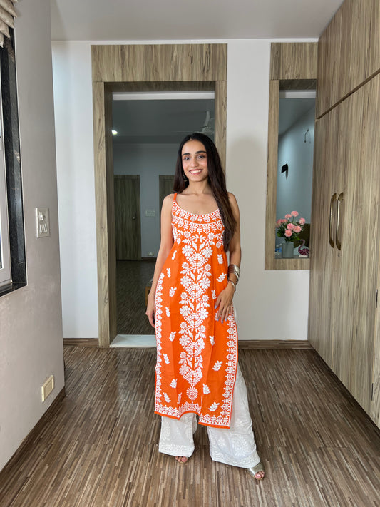 Nazakat Rust Cotton Kurta