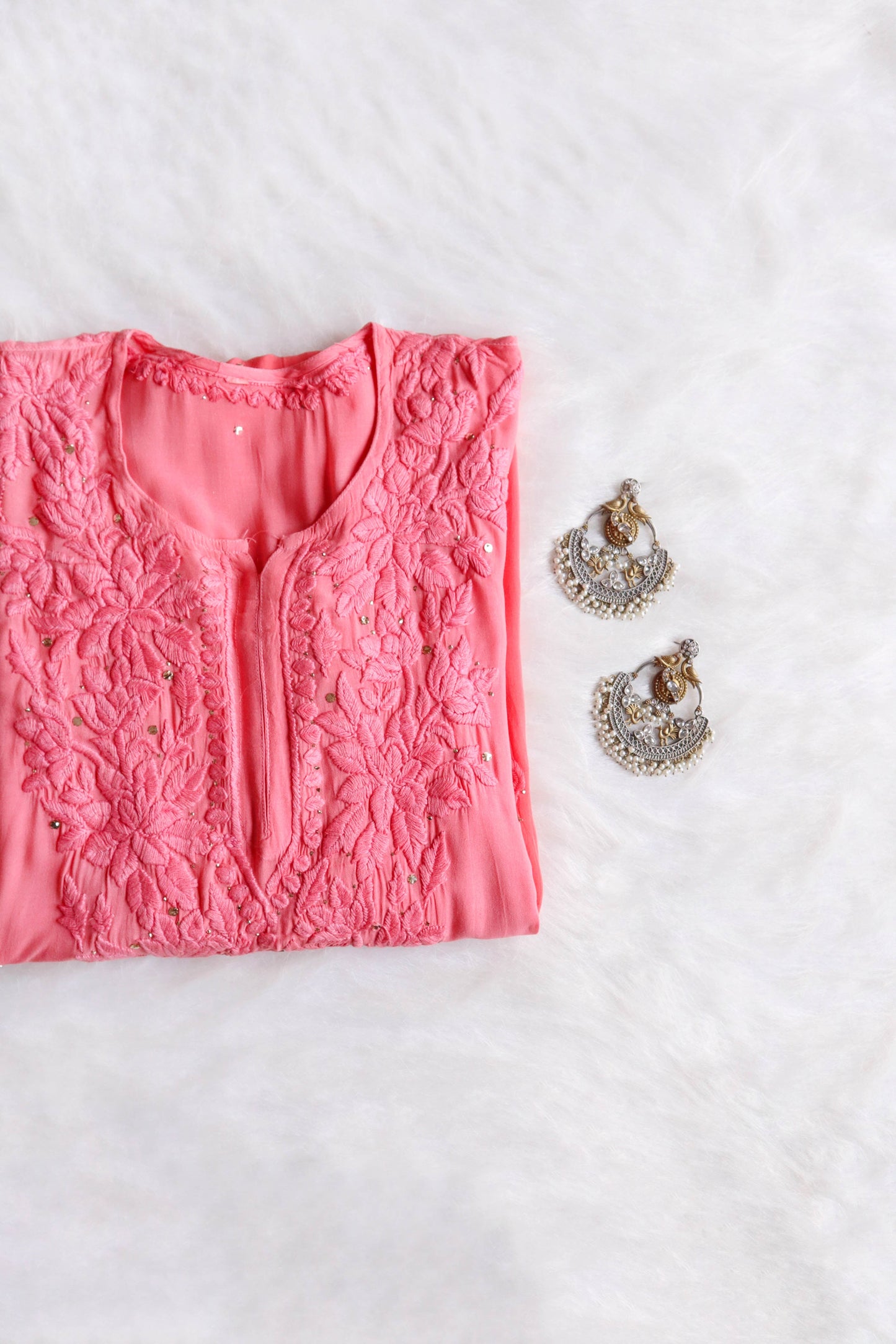Athena Rose Pink Viscose Georgette Kurta