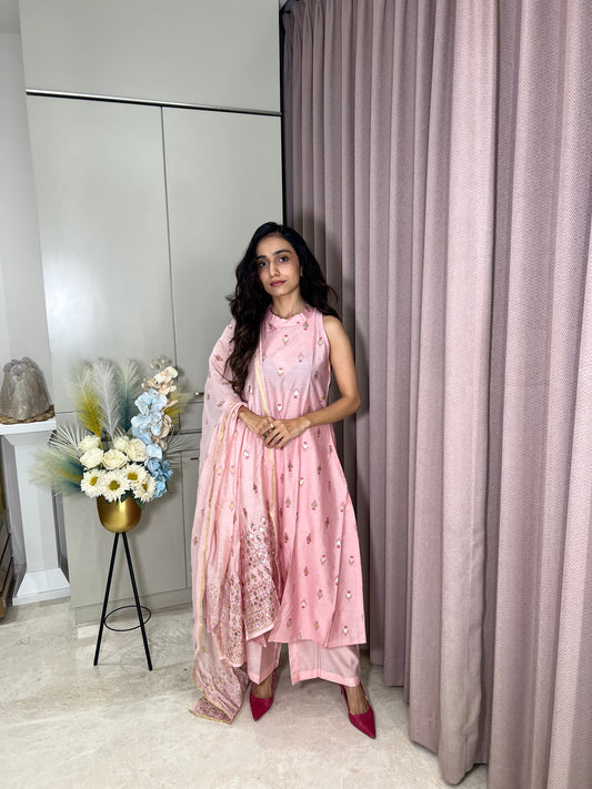 Ridhi Baby Pink Rayon Kurta Pant Set