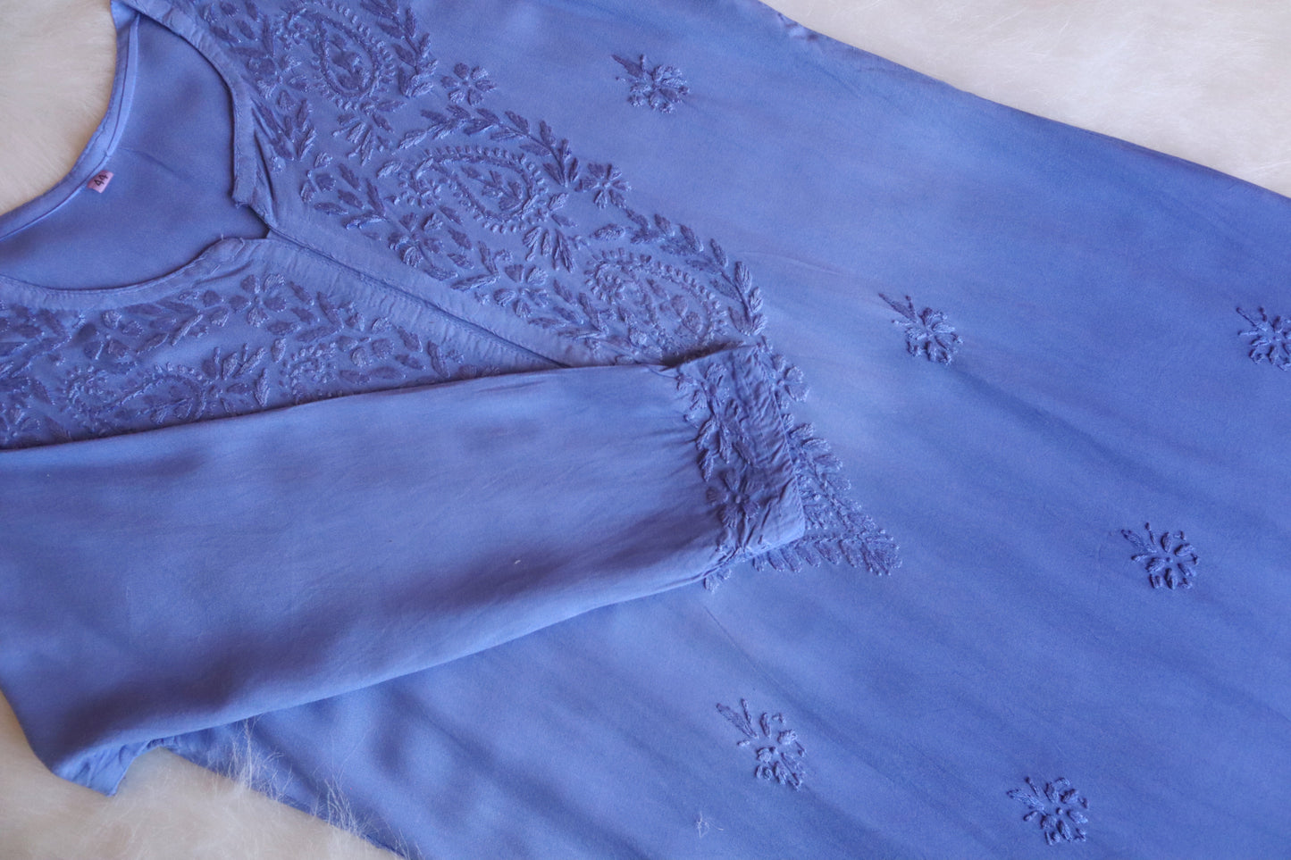 Amber Ice Blue Ombre Long Rayon Kurta