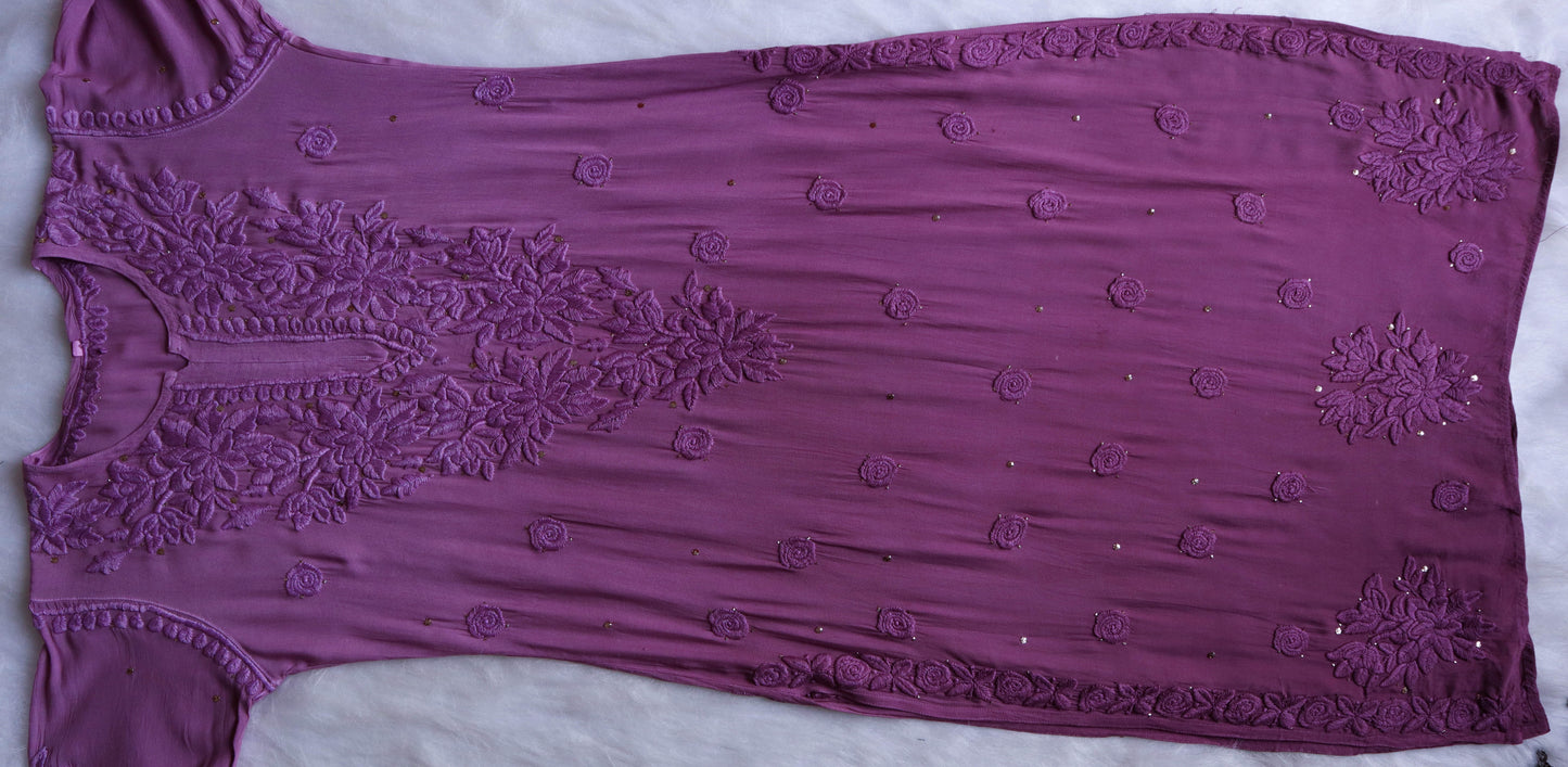 Athena Dusty Purple Viscose Georgette Kurta
