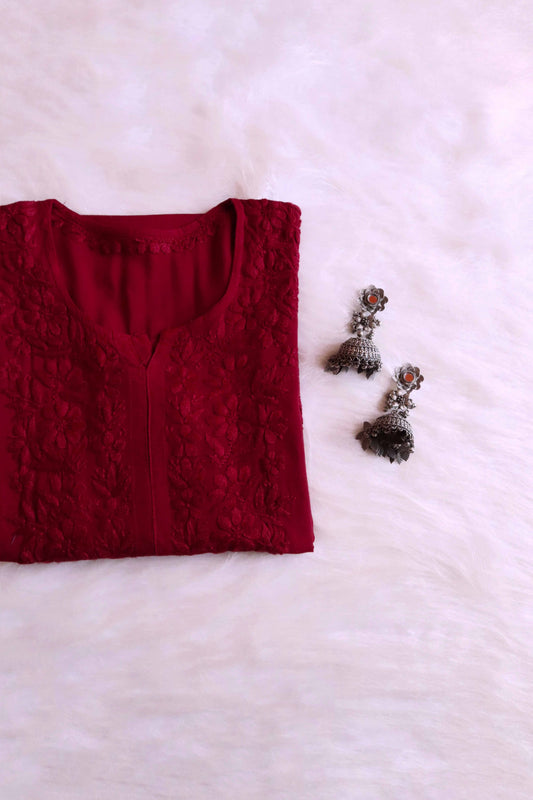 Amber Maroon Long Rayon Kurta