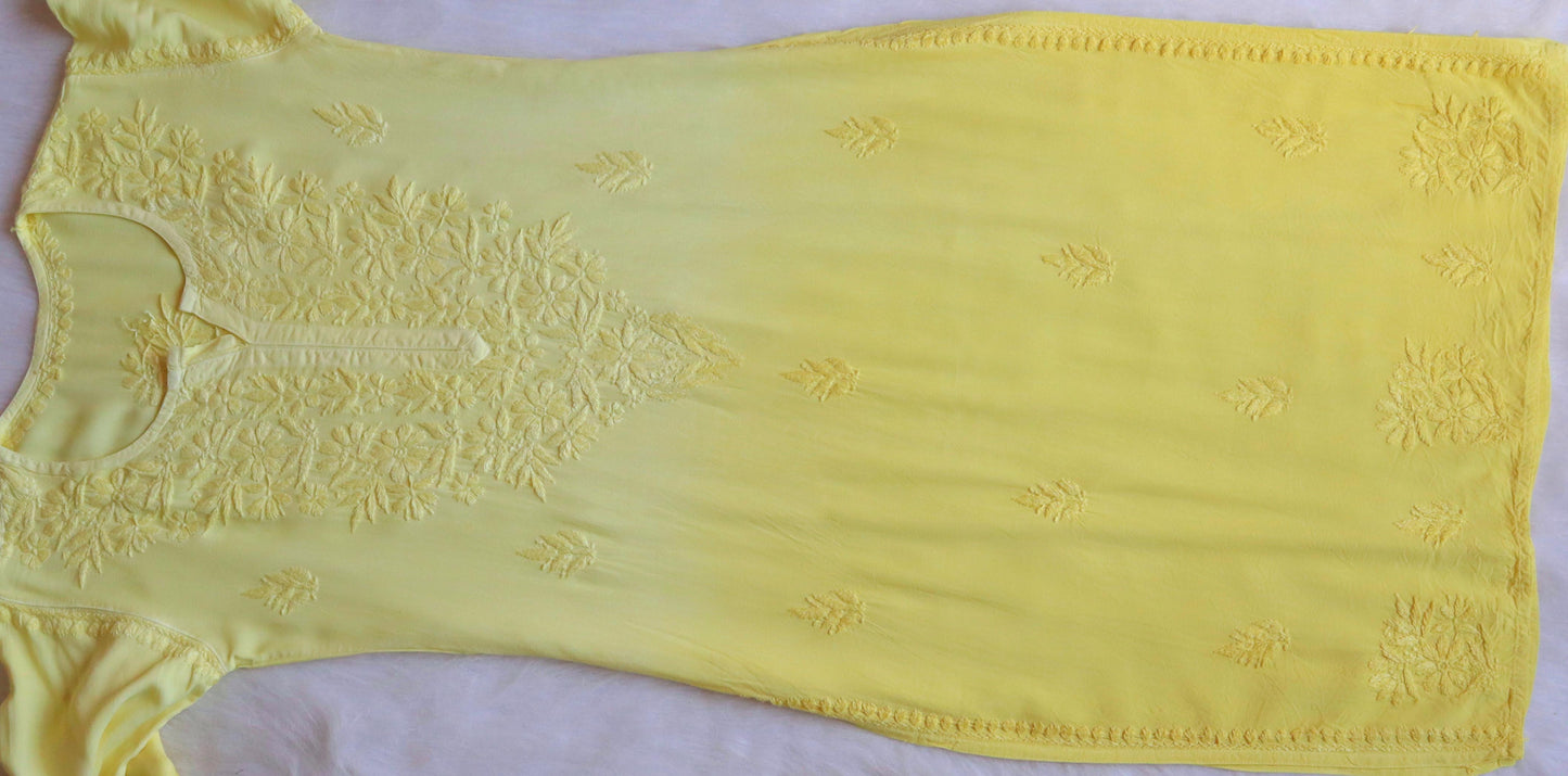 Amber Pastel Yellow Ombre Long Rayon Kurta