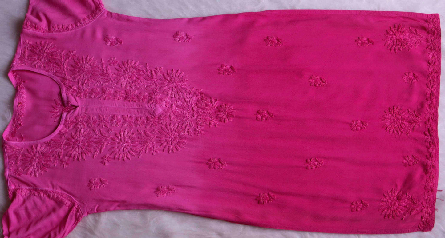 Amber Deep Pink Ombre Long Rayon Kurta