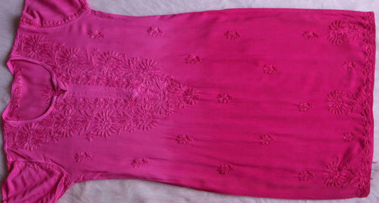Amber Deep Pink Ombre Long Rayon Kurta