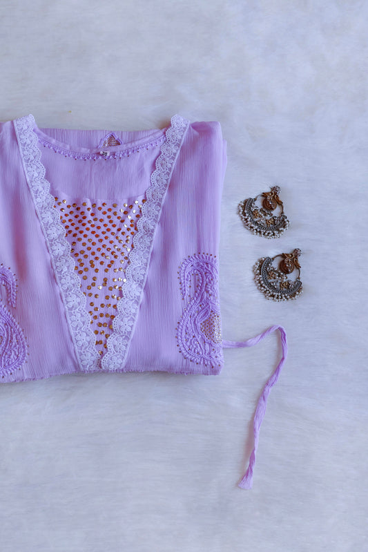 Inaya Lavender Pure Chiffon Dress