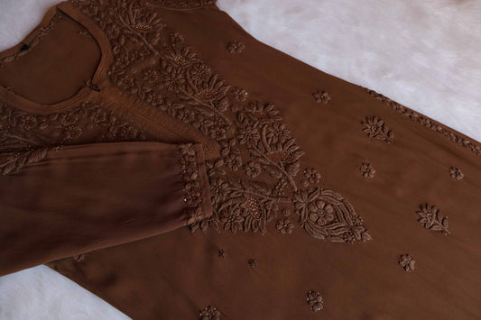 Ehsaas Chocolate Brown Viscose Georgette kurta