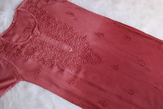 Amber Rose Brown Ombre Long Rayon Kurta