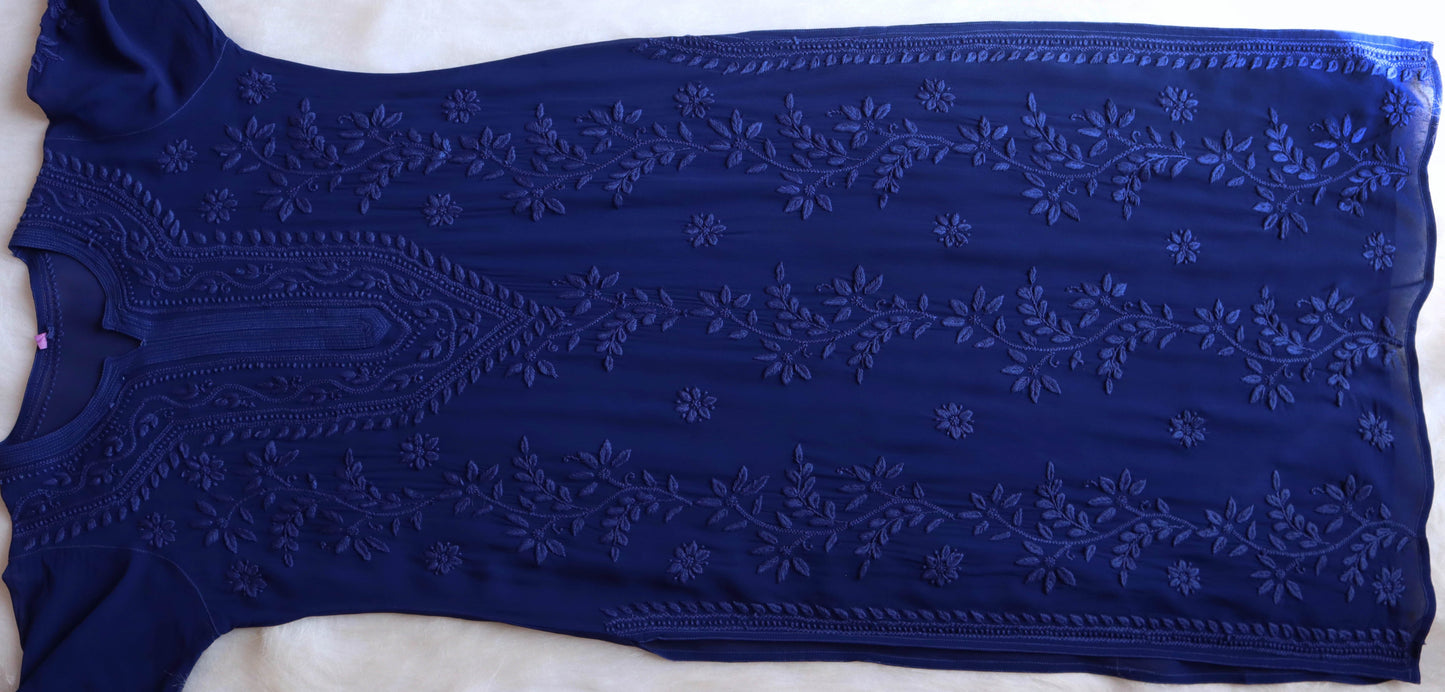 rivayat Royal Blue Viscose Georgette Kurta
