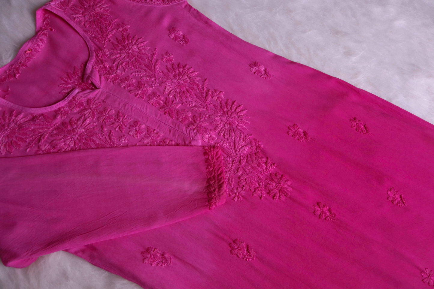 Amber Deep Pink Ombre Long Rayon Kurta