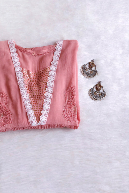 Inaya Rose Brown Pure Chiffon Dress