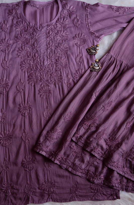 roohani Smoky Purple rayon Garara set