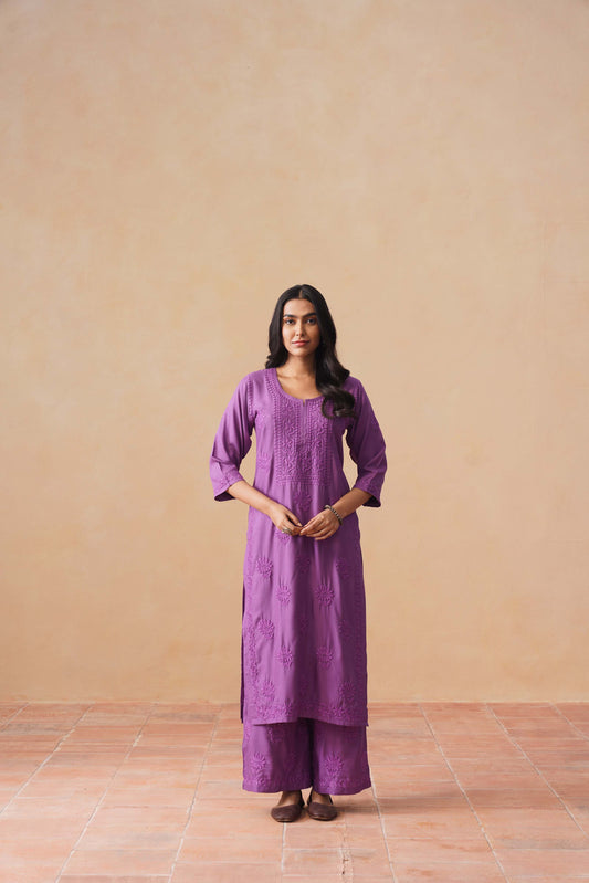 Rozana dusty purple 2 piece Rayon kurta set