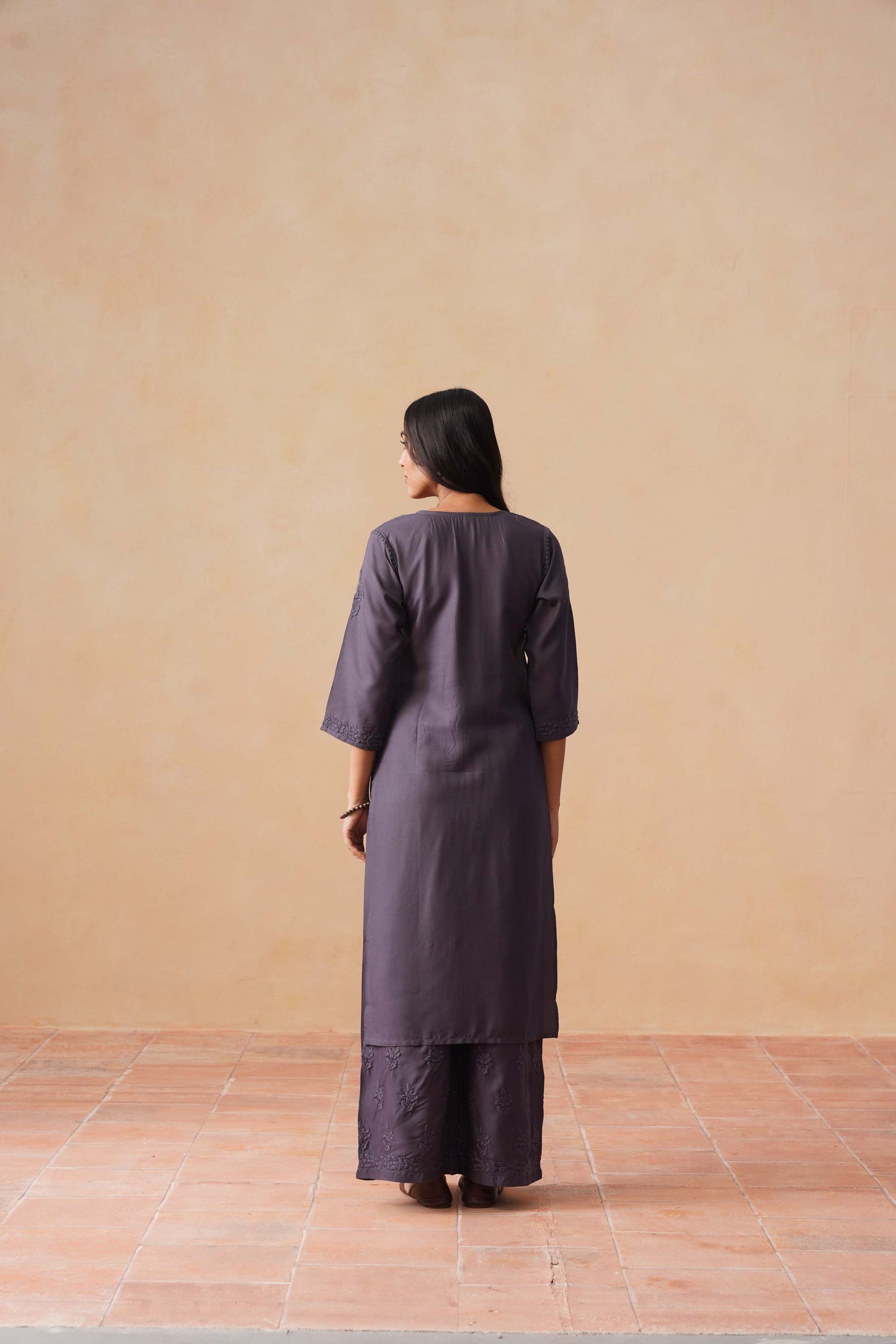 Anouki Dark Grey 2 Piece Rayon Kurta Set