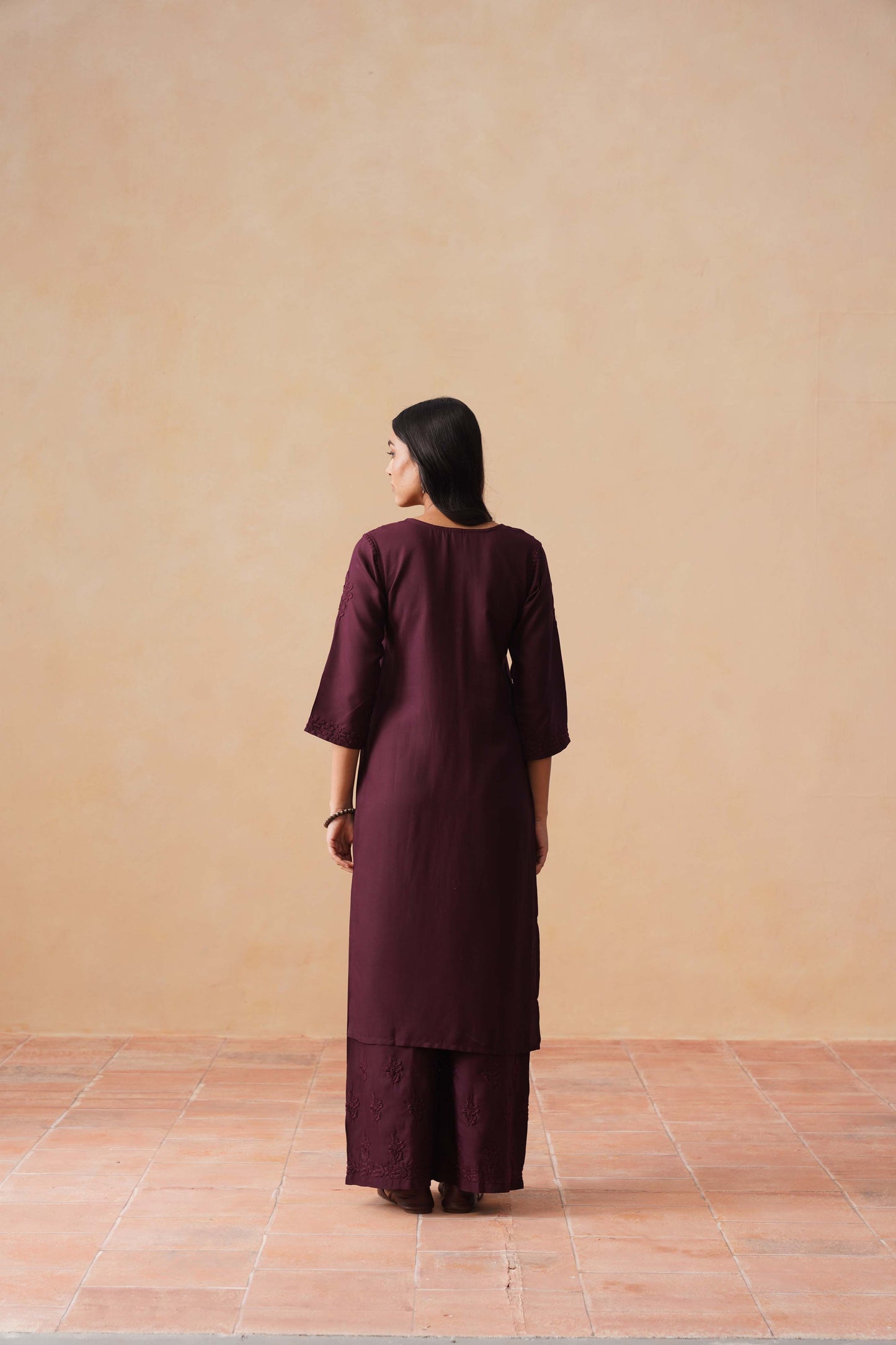 Anouki wine 2 piece Rayon Kurta Set