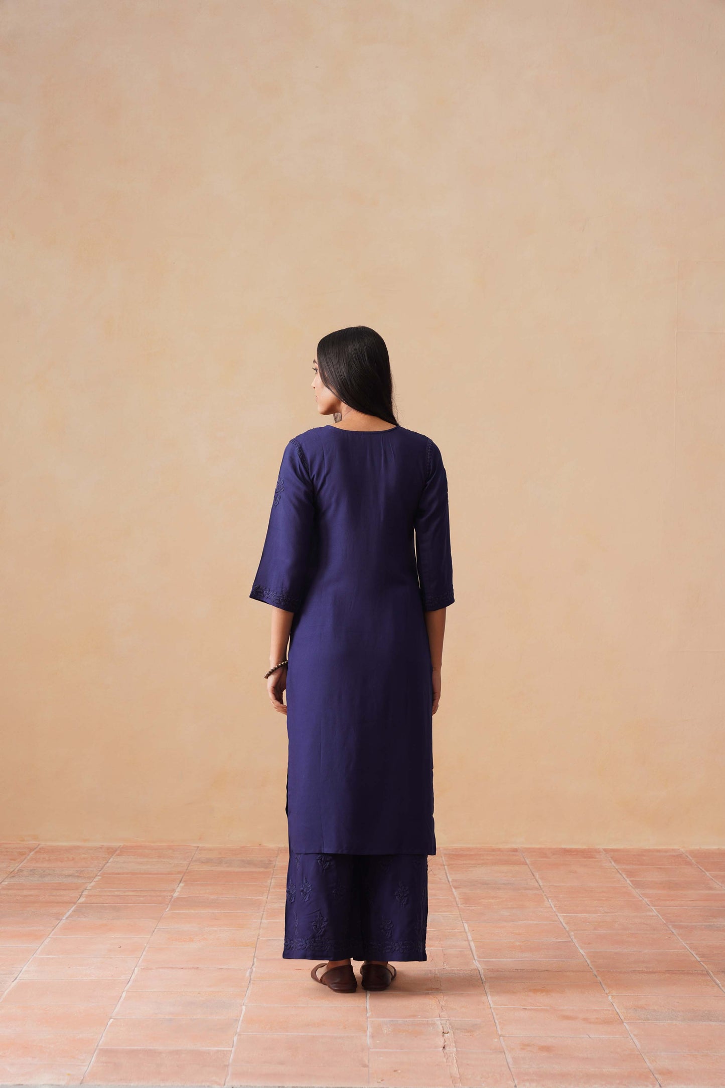 Anouki Navy Blue 2 piece Rayon Kurta Set