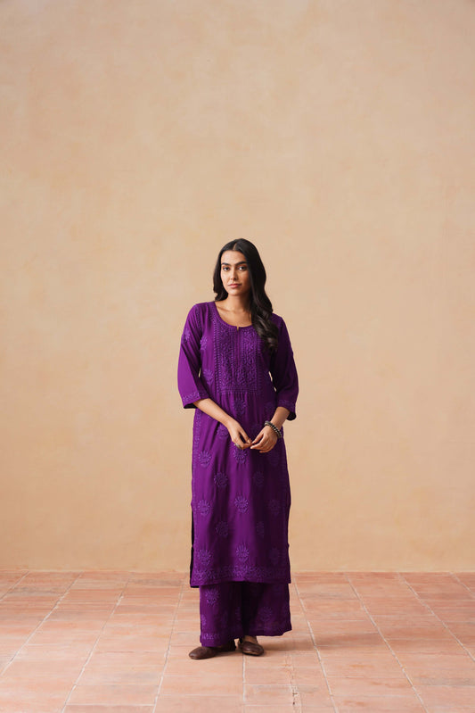 Rozana purple 2 piece Rayon kurta set