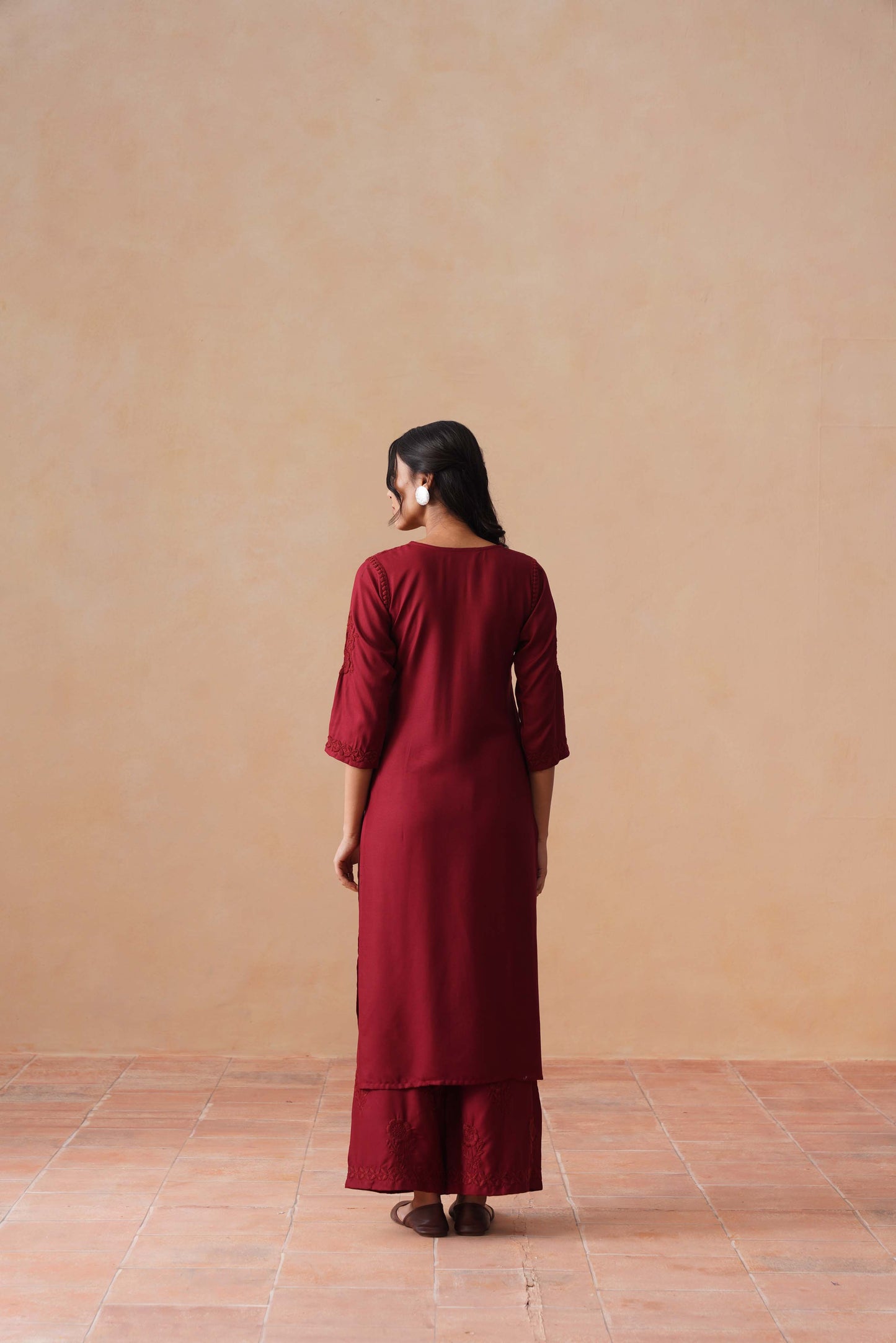 Nayan Maroon 2 piece Rayon kurta set