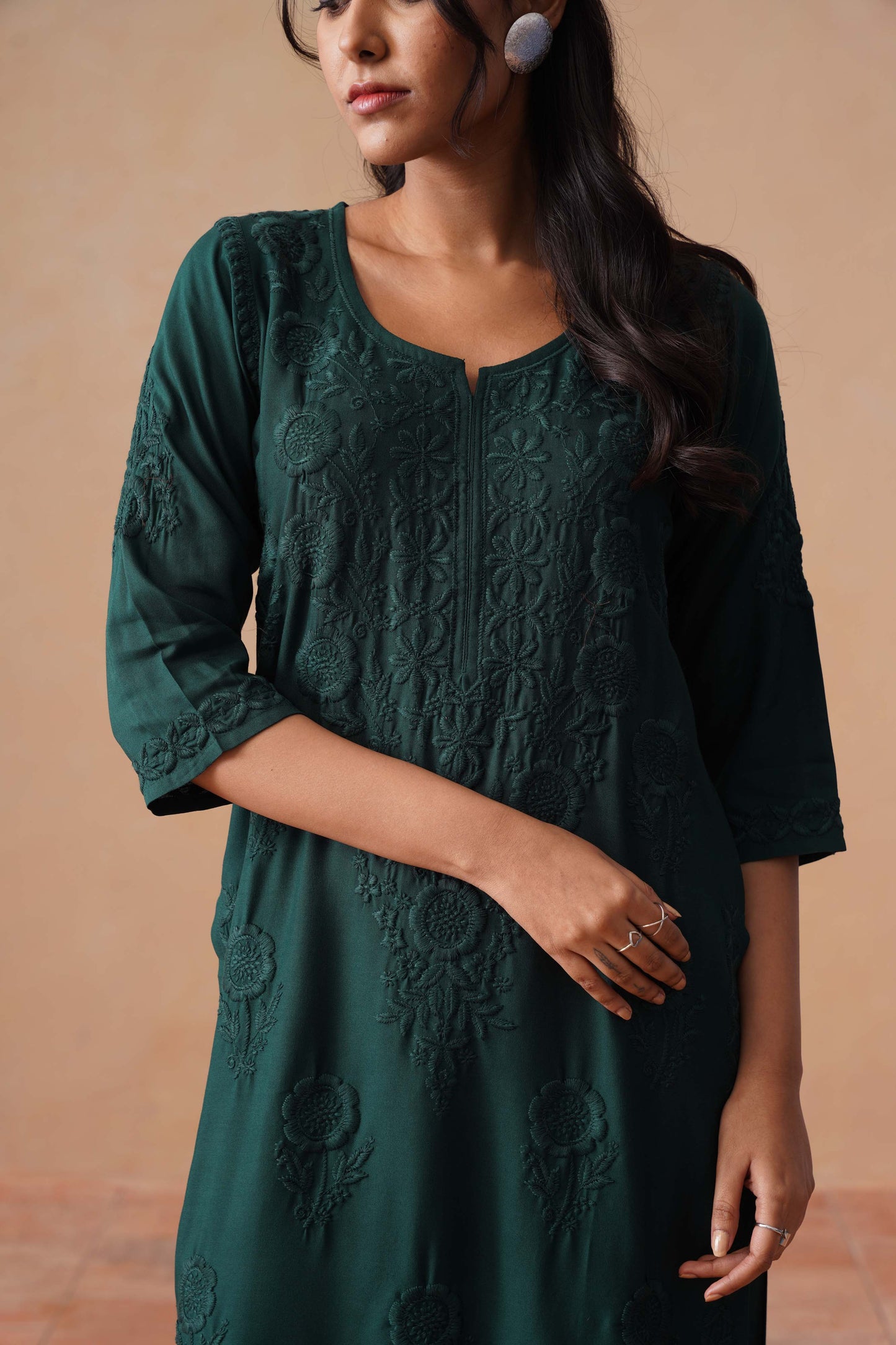 Nayan bottle green 2 piece Rayon kurta set