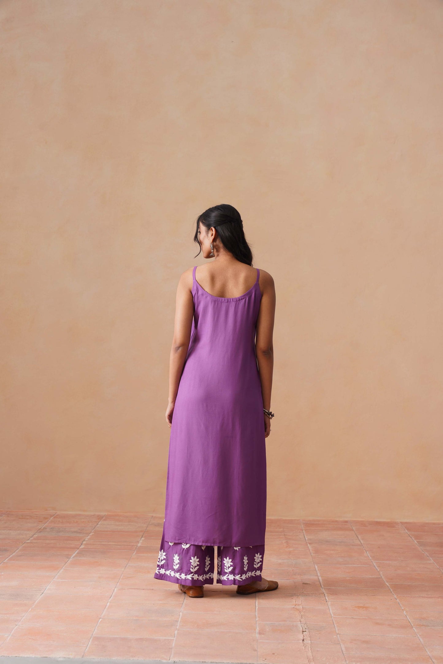 Tanera Dusty Purple Noodle Strap 2 Piece Kurta set