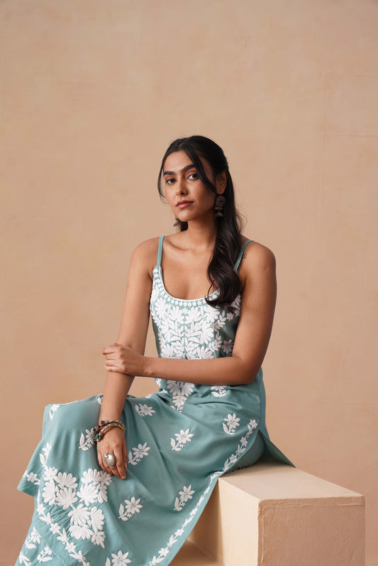 Tanera Mint green Noodle Strap 2 Piece Kurta set