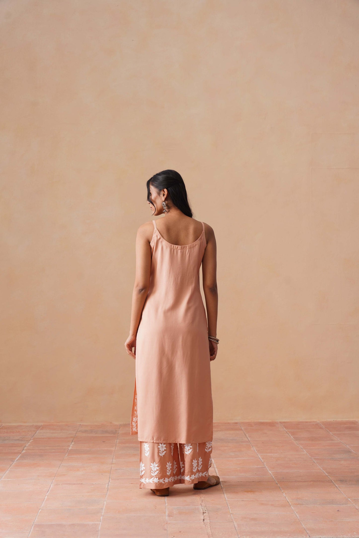 Tanera Peach Noodle Strap 2 Piece Kurta set