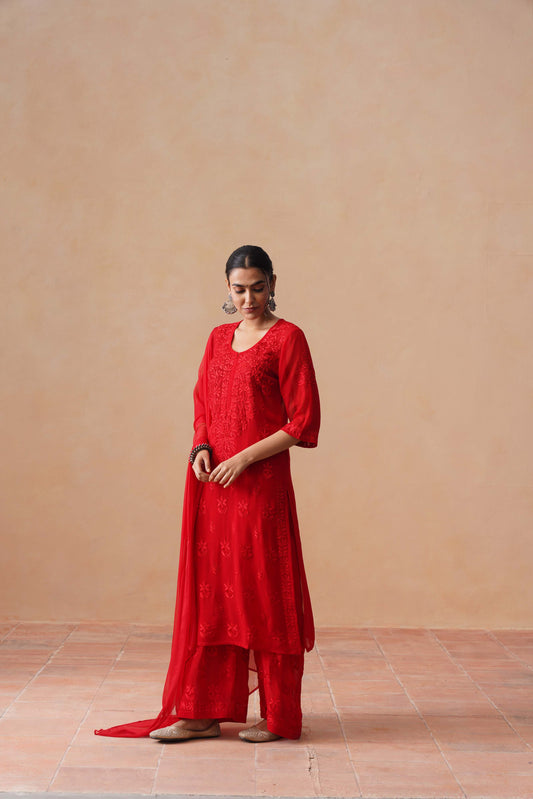 naaz Red Viscose 3 Piece Set