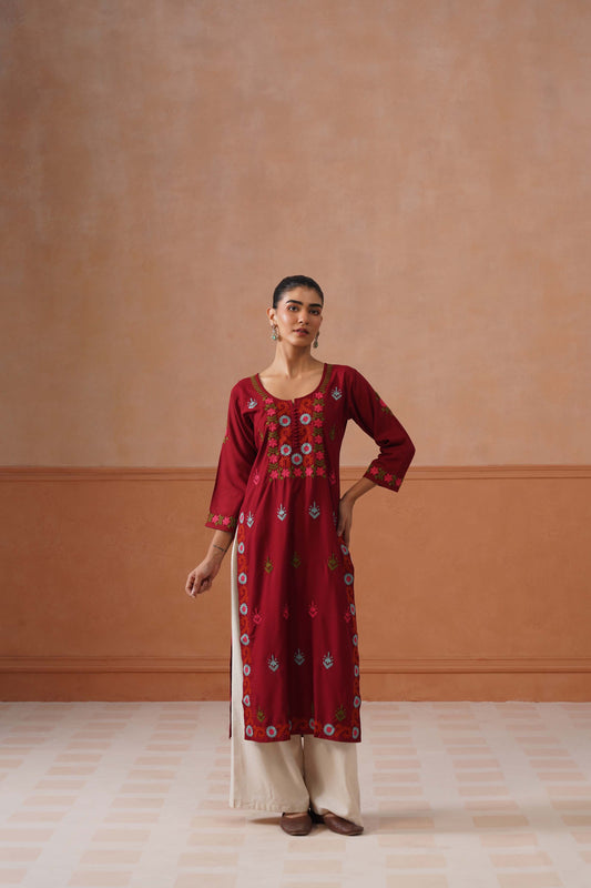 Ridhima Maroon Long kurta