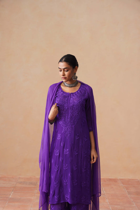 naaz Deep Purple Viscose 3 Piece Set