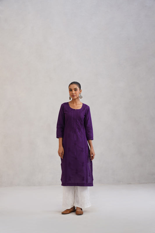 Inaayat Purple Embroidered Straight Kurta