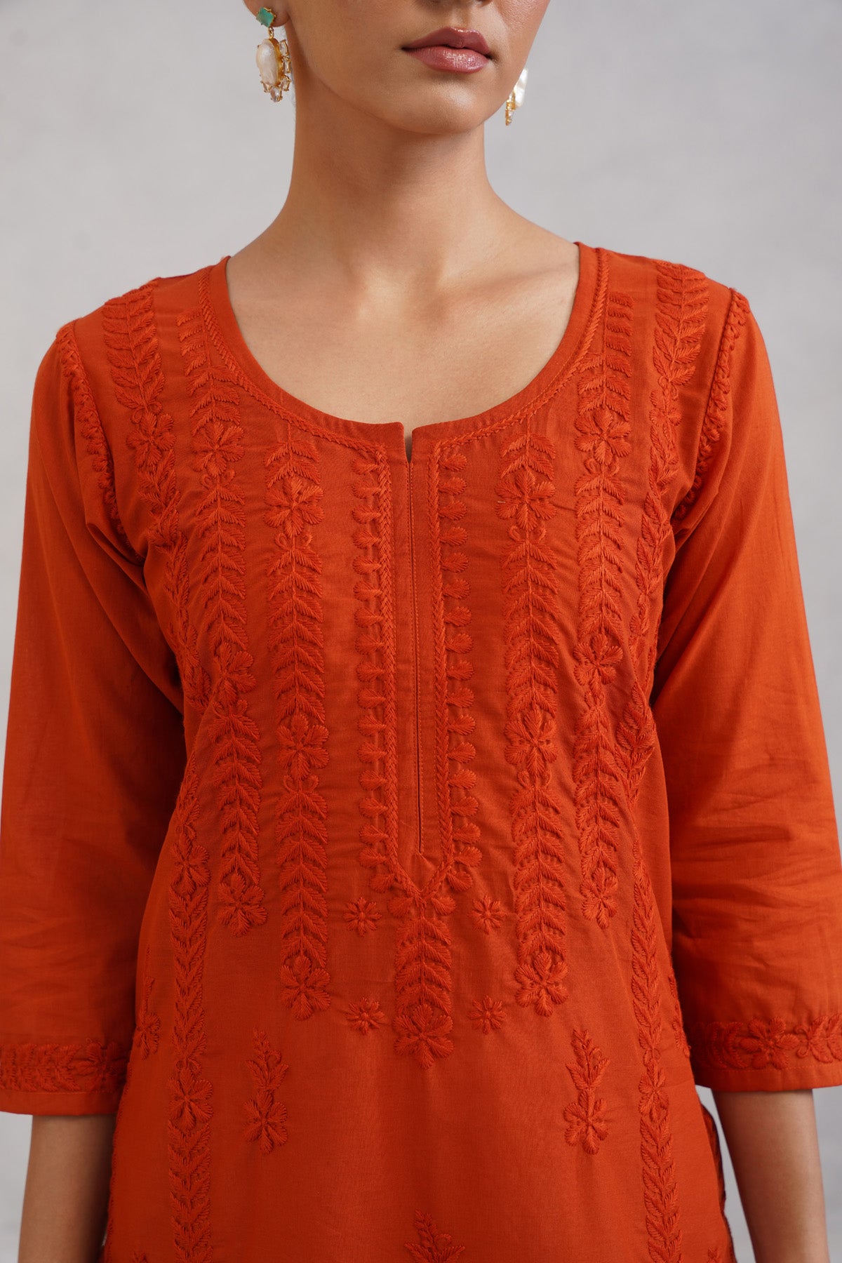 Inaayat Orange Embroidered Straight Kurta