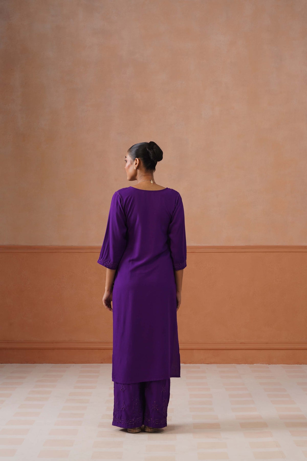 Gulistaan Purple 2 piece Rayon Kurta Plazzo set