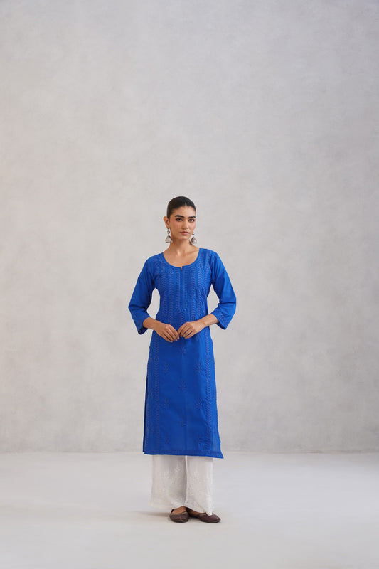 Inaayat Royal Blue Embroidered Straight Kurta