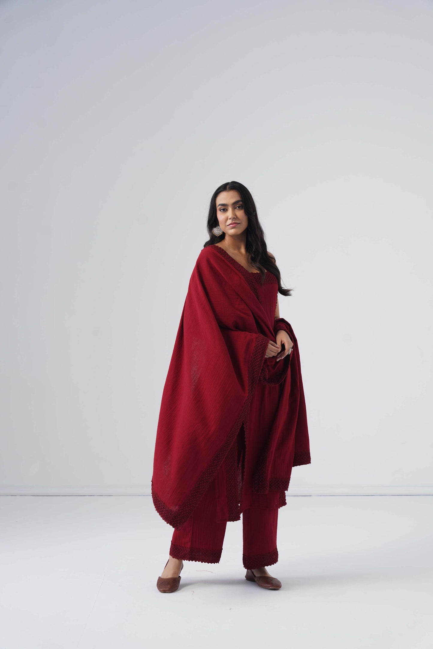 Zeeva Maroon 3 Piece Kurta Set