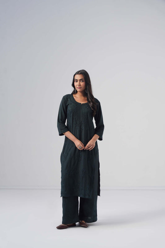 Maahi black Rayon Kurta Pant set