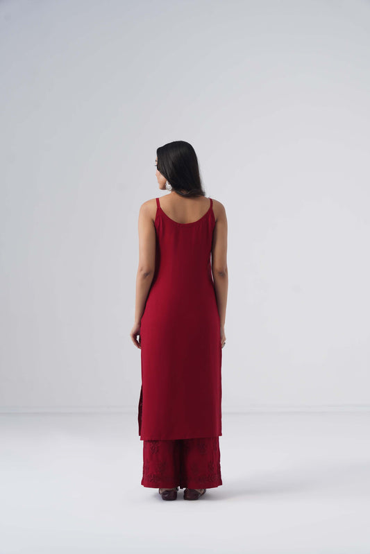 Nayab Maroon Noodle Strap 2 Piece Kurta set