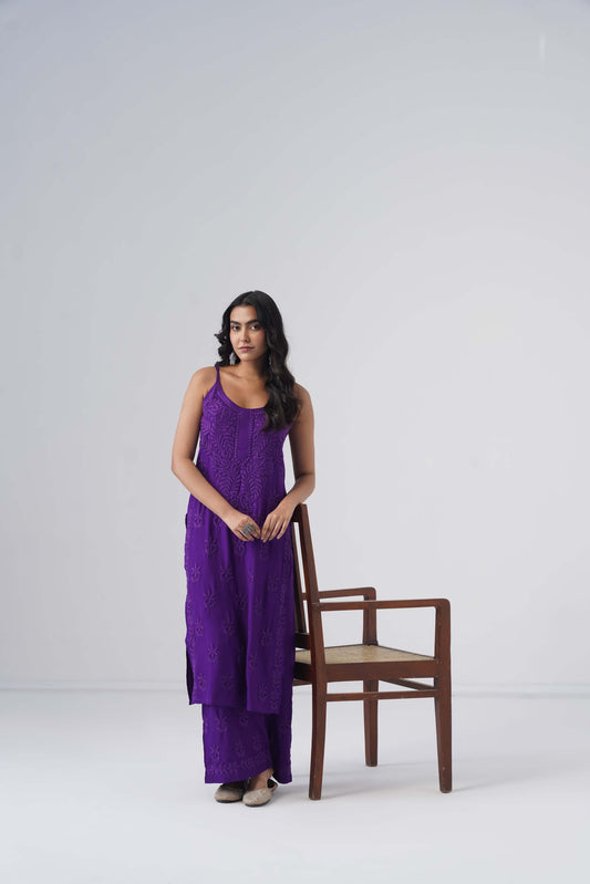Nayab Purple Noodle Strap 2 Piece Kurta set