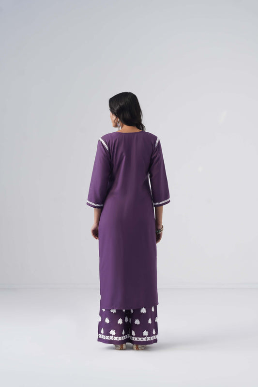 Heer dusty purple Rayon Kurta Palazzo set