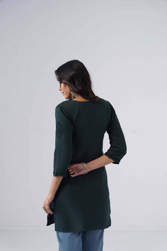 Tira Teal Blue Short Rayon Kurta